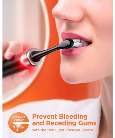 Bitvae Sonic Electric Toothbrush with Pressure Sensor | ADA Accepted | Bluetooth | 8 Brush Heads | 5 Modes | 100 Days Battery Life | Rechargeable Soft Bristle Toothbrush - Black - Buy Online on GoSupps.com