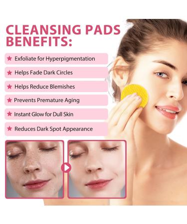 Kojic Acid Turmeric Cleansing Pads - 40 Count for Dark Spots Acne Scars & Glowing Skin | Gentle Non-Irritating with Vitamin C - Buy Online on GoSupps.com