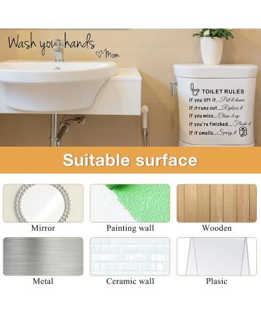 4-Piece Bathroom Wall Decals Sticker Set - Toilet Rules, Soak Relax Enjoy, Love Mom - Vinyl Wall Art Decor in Black - Buy Online on GoSupps.com