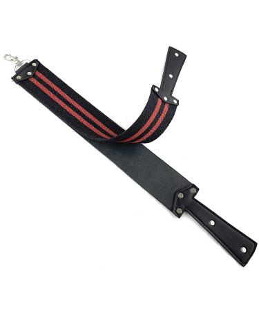G.B.S Leather Strop 2.5x23.5 Black with Red Strip - Dual Strap Barber's Razor Strop for Straight Razors - Long Lasting, Professional Grade - Swivel Clip Included - Buy Online on GoSupps.com