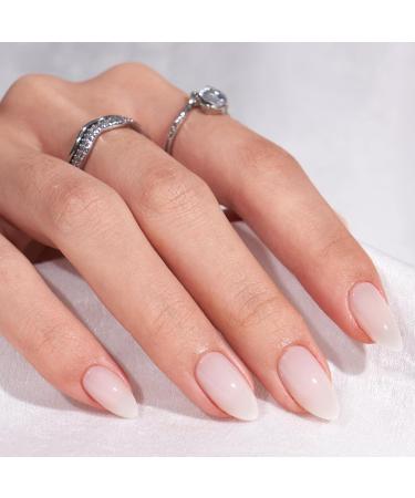 Bartbox Almond Press on Nails - Short White Glossy Fake Nails | 30 Pieces of Sheer Artificial Fingernails for Women & Girls - Buy Online on GoSupps.com