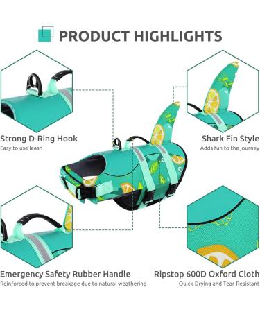 Buy Cit toile Dog Life Jacket - Shark Design Safe & Lightweight Swimming Vest for Small Medium & Large Dogs - Reflective Handle Gray/Blue - Buy Online on GoSupps.com