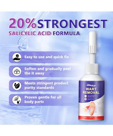 Maximum Strength Wart Remover Liquid with Salicylic Acid - Fast-Acting Wart Treatment for Common Plantar & Genital Warts - 0.68 floz/20ml - Buy Online on GoSupps.com