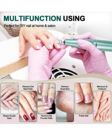 Rechargeable Cordless Nail Drill 35000RPM - Professional Acrylic Gel Nail Kit with 12 Bits | Low Noise & Vibration - Perfect for Home Salon (Green - Buy Online on GoSupps.com