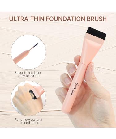 START MAKERS 2Pcs Ultra Thin Foundation Brushes - Flat Top & Angled Liquid Cream Makeup Brushes - Pink & Yellow | Perfect Tools for Flawless Face Masks & Foundation Application - Buy Online on GoSupps.com