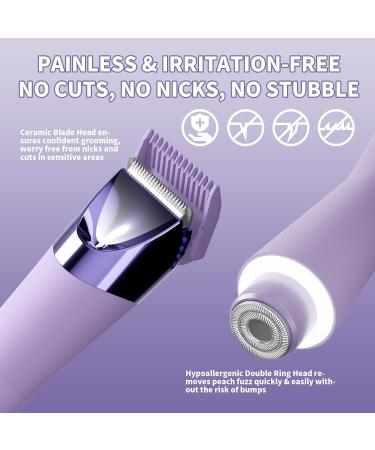 Buy Bikini Trimmer for Women - 2 in 1 Electric Shaver & Waterproof Pubic Hair Remover - USB-C Charging Painless with Dual Lights in Purple - Buy Online on GoSupps.com