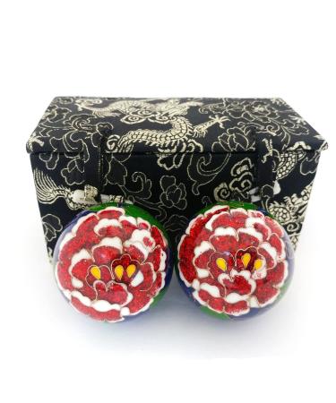 Top Chi Premium Peony Baoding Balls. Chiming Chinese Health Balls for Hand Therapy, Exercise, and Stress Relief (Large 2 Inch)