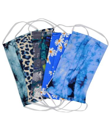 5 Pack Washable Reusable Floral Cotton Fabric Half Face Cover Unisex Mouth Covers Protection Face Mouth Face Caps Summer UPF50+ Sunscreen Breathable Bandana
