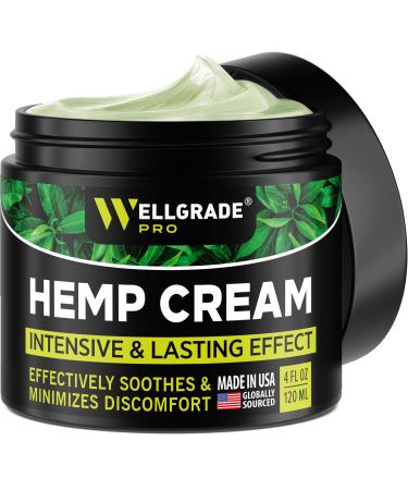 WELLGRADE PRO Hemp Cream - Made in USA - Natural Hemp Extract Cream - for Discomfort in Knees, Joints and Lower Back - Hemp Oil Extract Cream with Arnica, MSM & Menthol, 4 Fl Oz (Pack of 1)
