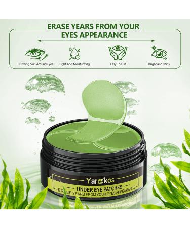 60 Pcs Green Under Eye Patches with 5 Pieces 24K Gold Travel Eye Mask 30 Pairs Undereye Mask for Dark Circles Puffy Eye Treatment Collagen Gel Pads Hydrating for Eye Bag Puffiness Wrinkle - Buy Online on GoSupps.com