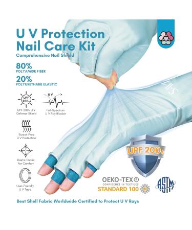 Saviland UV Gloves for Gel Nails - UPF200+ UV Nail Gloves with UV Tape, Finger Gloves for Nail Light Curing and Skin Care - Blue (Gift for Women) - Buy Online on GoSupps.com