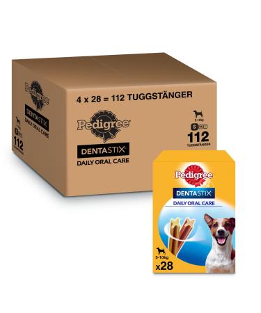 Pedigree DentaStix Daily Oral Care Dental Care Snack for Small Dogs - Chicken & Beef Flavored Dog Treats for Everyday Use - 112 Sticks (4 x 28 Pieces)
