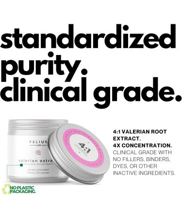 FOLIUS LABS Valerian Root 4:1 Extract Capsules 750mg Optimized Active Purity 4X Concentration Valerian Root Extract Supplement - Gluten Free Non-GMO - Promotes Relaxation - 120 Capsules - Buy Online on GoSupps.com