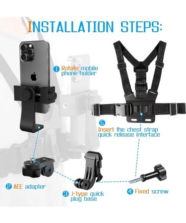 Mobile Phone Chest Strap Mount for VLOG/POV with GoPro & Action Cameras | iPhone 13 12 11 Pro Max Samsung | Adjustable Holder for Cell Phones 4-7in - Buy Online on GoSupps.com