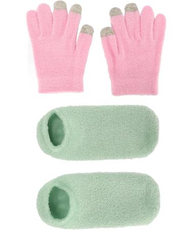 Qukaim Hydrating Gel Gloves Socks Hydrating Green Moisturizing Gel Socks & Pink Gel Gloves Set for Touch Screen Reusable Softening Repair of Dry Skin Care for Hands and Feet - Buy Online on GoSupps.com