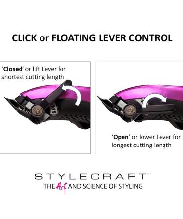 StyleCraft Ergo Professional Microchipped Magnetic Clipper - 5 Guards Charging Stand & 3 Customizable Lids (Black Pink Blue) - International Shipping Available - Buy Online on GoSupps.com