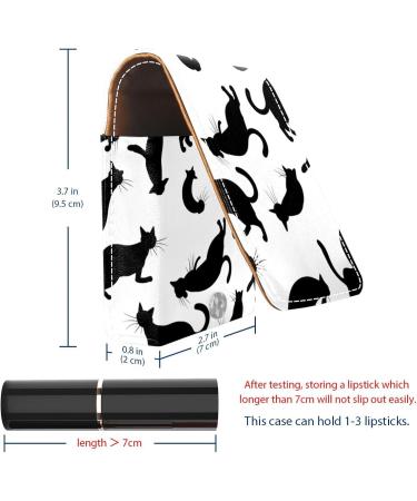 Buy Cute Cat Leather Lipstick Organizer with Mirror - Mini Lip Gloss Holder Bag for Travel - Buy Online on GoSupps.com