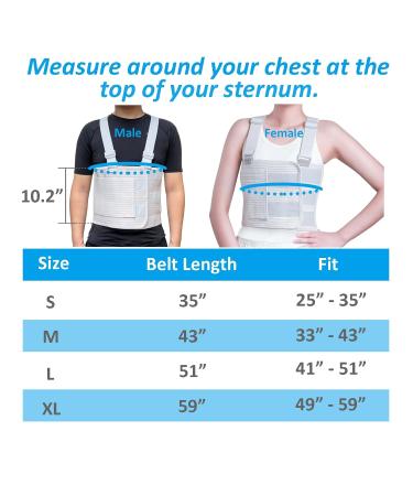 Rib Injury Chest Binder Brace - Elastic Support Belt for Cracked Ribs - Compression Wrap for Men & Women (Large - 41 to 51  - Buy Online on GoSupps.com