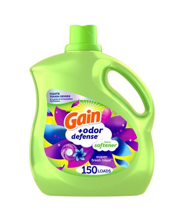 Gain + Odor Defense Fabric Softener Liquid, Super Fresh Blast Scent, 150 Loads, He Compatible