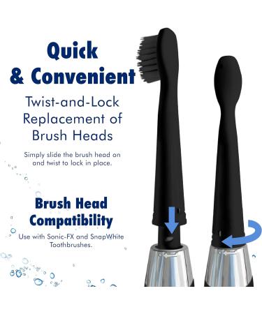 Sonic-FX Replacement Electric Toothbrush Heads | Compatible with Fairywill Sonic-FX and SnapWhite | Soft Charcoal/Nylon Bristles | Black Pack of 8 - Buy Online on GoSupps.com