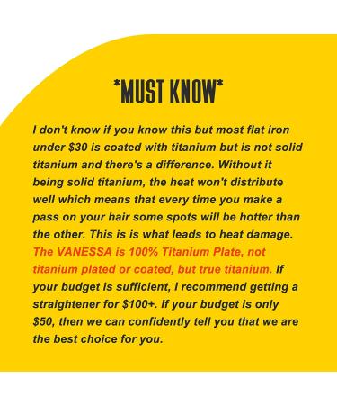 VANESSA PRO 100% Pure Titanium Flat Iron - One Pass for Sleek & Beautifully Styled Hair - 1 inch - Buy Online on GoSupps.com