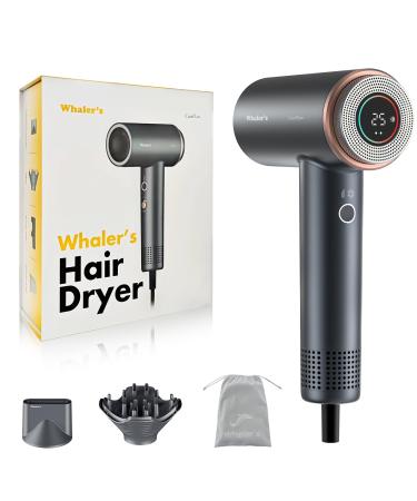 WHALER'S Hair Dryer Professional Ionic Hair Dryer with Diffuser and Concentrator 1400W 4 Speeds 4 Settings 1.4kW 120V Includes Replacement Brush Head Hair Dryer for Home and Travel Use