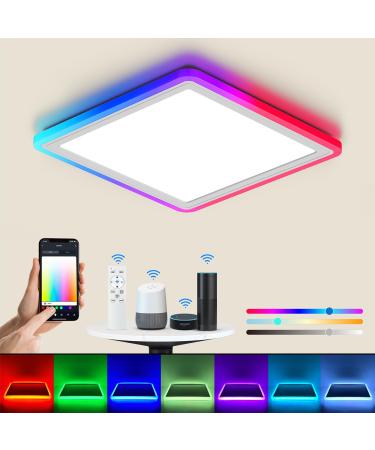 Blnan Smart RGB LED ceiling lamp Dimmable 24W WIFI ceiling lamp with app control and remote control compatible with Alexa Google Home living room bedroom children's room dining room 32cm