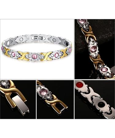 Topassion Removable Magnetic Hardship Tape - Titanium Steel Therapy Bracelet for Arthritis Pain Relief Weight Loss & Anti-Fatigue - Unisex Yellow - Buy Online on GoSupps.com