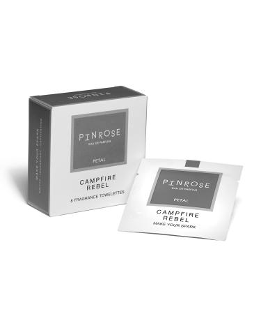 PINROSE Perfumes Campfire Rebel - Eau de Parfum Petals (Fragrance Towelettes) - Vegan Cruelty-free and Hypoallergenic Scent with Essential Oils - Notes of Whiskey Burning Oud Wood Bourbon Vanilla Raspberry and Vetiver Campfire Rebel 8 Count (Pack of 1)