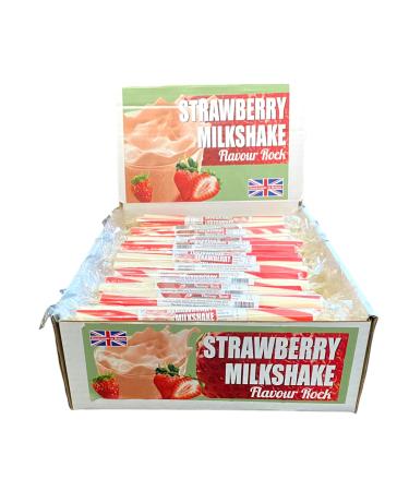 20 X Strawberry Milkshake Rock Sticks Handmade Traditional Rainbow Classic Sweets Retro Seaside Gift Wholesale Confectionery