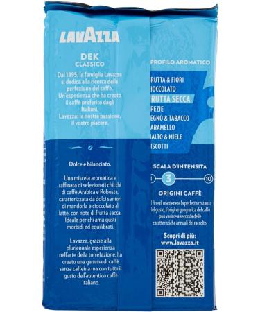 Italian Gourmet Lavazza DEK Classico Caf Moulu D caf in 4 x 250 g M thode Naturelle Doux & quilibr Torr faction Moyenne Intensit 3 Pour Espresso Moka & Caf Filtre + Italian Gourmet Polpa - Buy Online on GoSupps.com