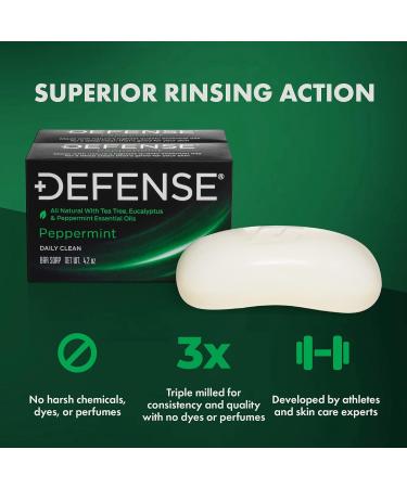 Defense Soap Peppermint Bar Soap 2 Pk | Natural Men's Body Soap with Tea Tree & Eucalyptus Oils | Promotes Healthy Skin | Made in USA - Buy Online on GoSupps.com