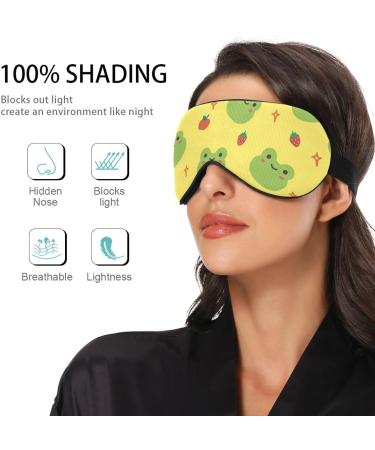 Haskirky Light Blocking Breathable Eye Mask for Adults - Adjustable for Travel, Yoga, Meditation - Cute Frog and Fruit Design - Buy Online on GoSupps.com