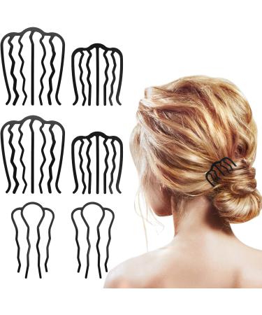 6 PCS Black Hair Fork Clips U Shaped Side Combs for Women Girls - Vintage Hair Styling Tool - Buy Online on GoSupps.com