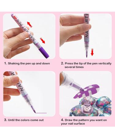 Nail Art Pens 12 Colors Nail Polish Pens Set Waterproof Nail Varnish Pens Quick Dry Nail Art Graffiti Painting Pens DIY Abstract Lines Detail Pen Manicure Polish Tools - (0.7mm Plastic Pen Nib) - Buy Online on GoSupps.com