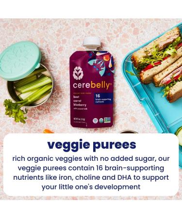 Cerebelly Organic Baby Food Pouches Beet Carrot Blueberry (4 Ounce 6 Count) Toddler Snacks - 16 Nutrients from Superfoods - Healthy Snacks Gluten-Free Ingredients BPA-Free No Added Sugar Beet Carrot Blueberry 4 Ounce (Pack of 6) - Buy Online on GoSupps.com