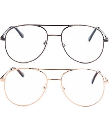 Metal Aviator Glasses Set for Reading - Gold & Gunmetal | 1.75x Magnification - International Shipping Available - Buy Online on GoSupps.com