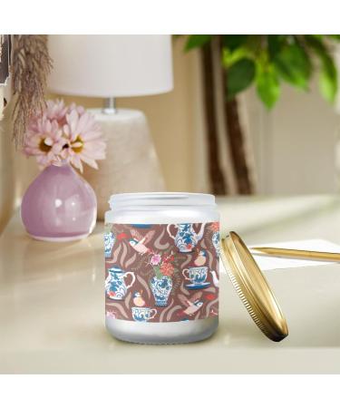 Buy Long Lasting Vanilla Scented Candles - Aromatherapy Jar Candles Gift Set for Women - 7 oz Blue Crockery Garden Tea Bird Design - Buy Online on GoSupps.com