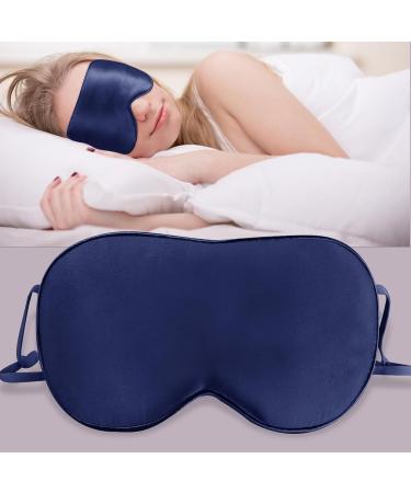100% Pure Mulberry Silk Eye Mask for Side Sleepers | Soft Cooling Blackout Sleep Mask | Adjustable Large Size for Men & Women - AFFLAT (Navy Blue - Buy Online on GoSupps.com