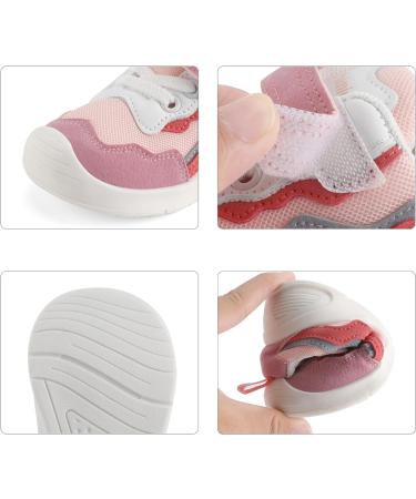 LACOFIA Baby Girls First Walker Shoes | Toddler Sneaker Anti-Slip Rubber Sole - Pink - Size 4.5 UK - Buy Online on GoSupps.com