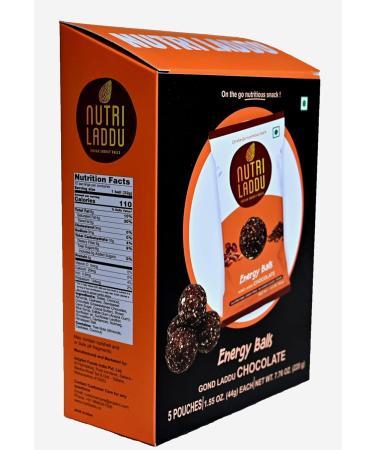 Nutri Laddu Indian Energy Balls - Keto Friendly On-The-Go Snack (Box of 5 Pouches - 10 Chocolate Balls) | International Shipping Available - Buy Online on GoSupps.com