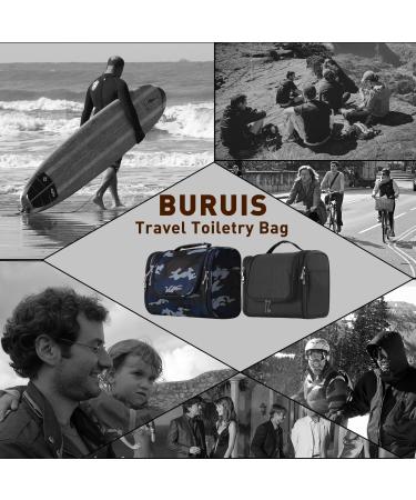 Extra Large Waterproof Hanging Toiletry Bag for Men & Women - Portable Dopp Kit with Metal Hook - Camo Blue - Buy Online on GoSupps.com