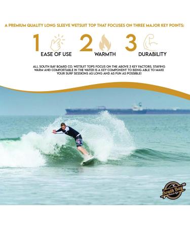 South Bay Board Co 3mm Neoprene Wetsuit Jacket - Long Sleeve Wet Suit for Surfing, Swimming & Sports - Navy, Men & Women - Size Medium - Buy Online on GoSupps.com