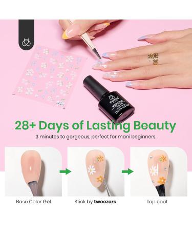 Beetles Gel Polish Top Coat & 5D Flower Nail Stickers - No Wipe UV LED - Perfect for Girls & Women | Garden Walk Design - Buy Online on GoSupps.com