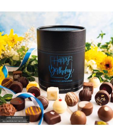 Hallingers Happy Birthday XXL - Handmade Pralines Gift Can | Alcohol-Free Noble Chocolate | Perfect for Mother's & Father's Day | 500g Celebratory Treats - Buy Online on GoSupps.com