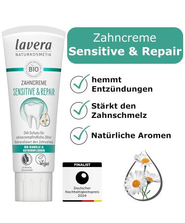 Lavera Toothpaste Sensitive & Repair - 24h Protection for Sensitive Teeth - Organic Vegan Natural Cosmetics - 75ml - Buy Online on GoSupps.com