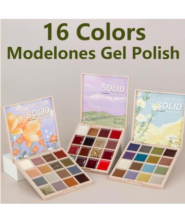 16 Color Modelones Gel Polish Set - Vibrant Jelly & Cream Neon Pastel Gel Nail Polish High Gloss Finish Includes Nail Brush Pen for Perfect DIY Nails - Buy Online on GoSupps.com