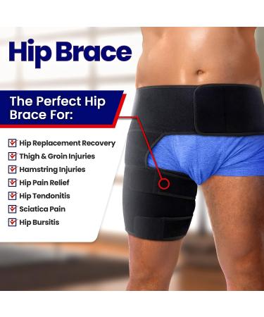 Plus Size Hip Brace Thigh Compression Sleeve for Pain Relief - XL Right Size for Men and Women - Buy Online on GoSupps.com