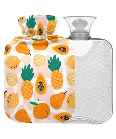 Naanle pineapple lemon papaya heat bottle with reference transparent hot water bottle 1l hot water bag for pain relief hot and cold therapy bed hand feet warmer