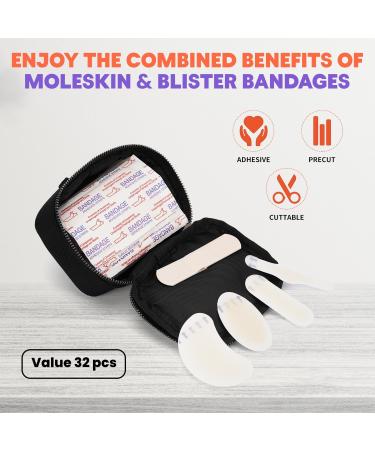 Buy 32 Count Blister Bandages & Moleskin - Assorted Sizes for Blister Prevention | Fast International Shipping - Buy Online on GoSupps.com